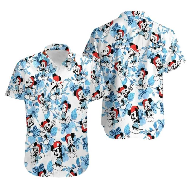 Mickey mouse floral flower pattern hawaiian shirt 1