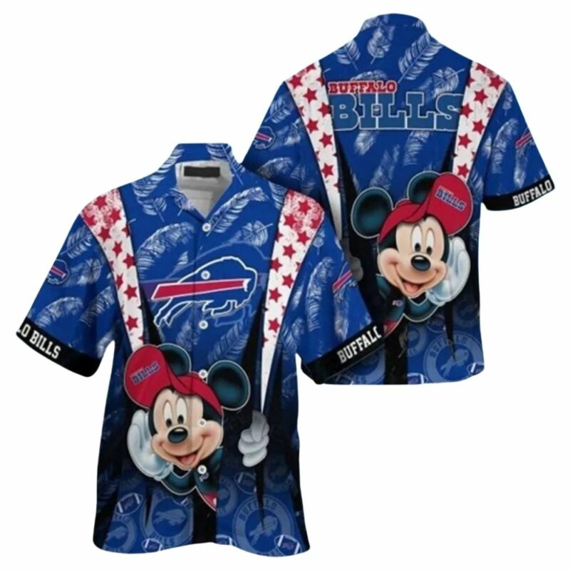 Mickey mouse with buffalo flag american hawaiian shirt 1