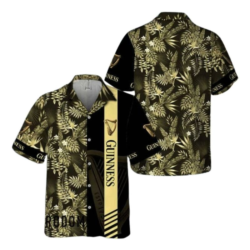 Midnight Tropical Foliage Guinness Hawaiian Shirt