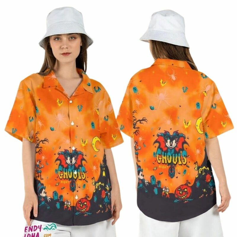 Minnie ghouls night ghost out halloween trick treat hawaiian shirt 1