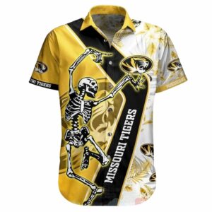 Missouri Skeleton Gold Dacing Floral Tropical Hawaiian Shirt