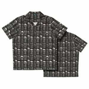 Monochromatic Tiki Horror Monster Hawaiian Shirt