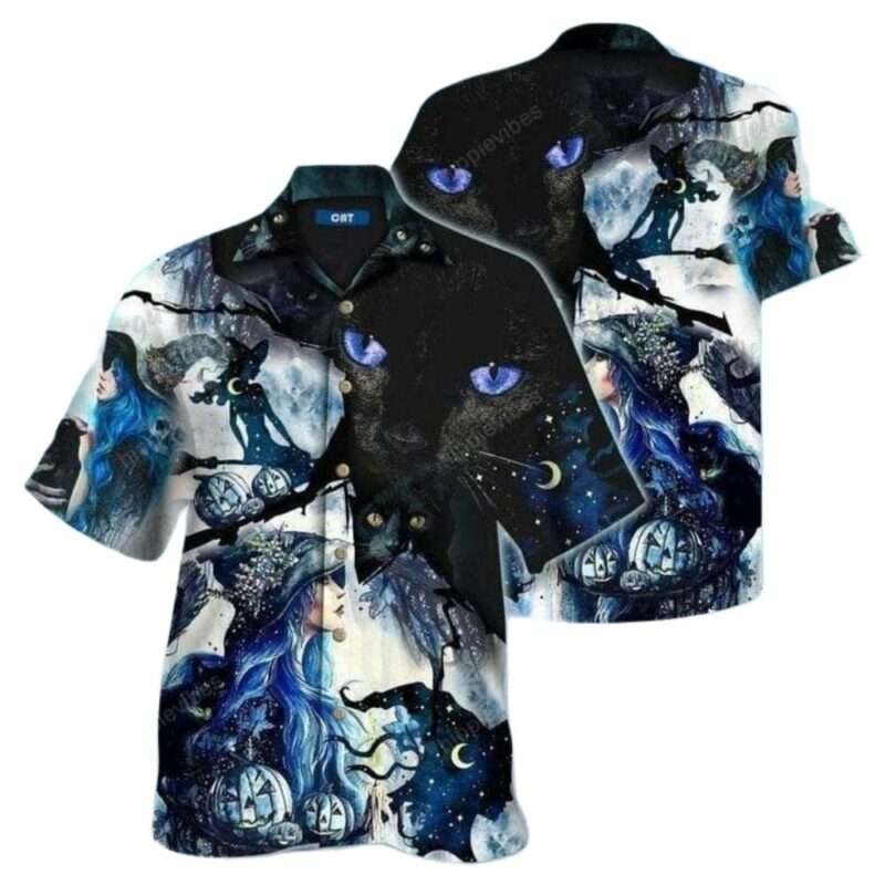 Mystery of witch cat hawaiian shirt 1