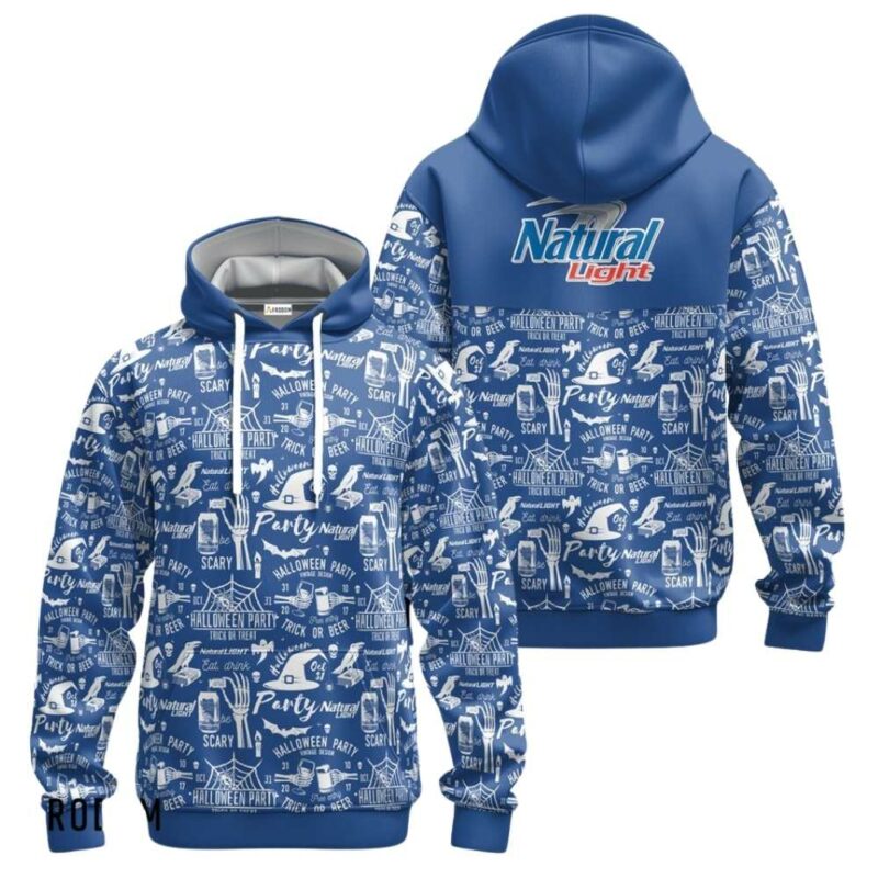 Natural light blue halloween patterns 3d hoodie 1