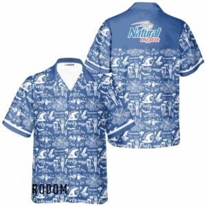 Natural Light Blue Halloween Patterns Hawaiian Shirt