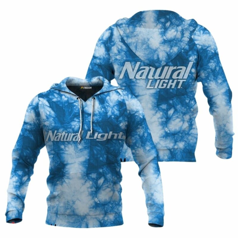 Natural light blue tie dye 3d hoodie 1