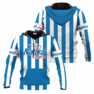 Natural Light Blue Vintage Striped All Over Print Hoodie