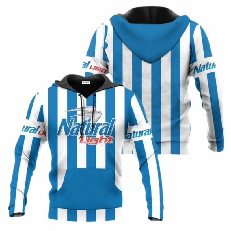 Natural light blue vintage striped 3d hoodie 1