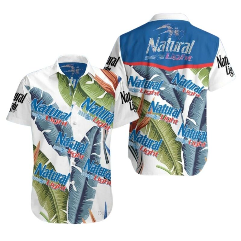 Natural light floral leaf hawaiian shirt 1