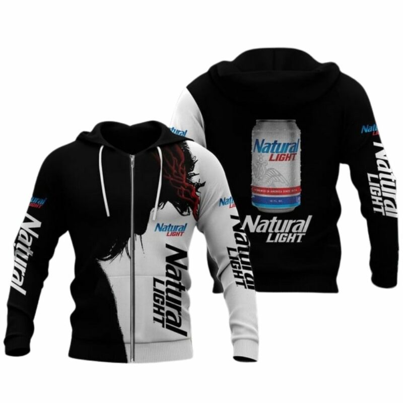 Natural light jesus black and white 3d hoodie 1