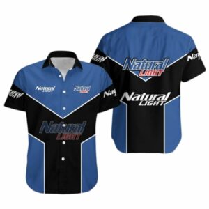 Natural Light Logo In My Heart Black And Blue Hawaiian Shirt