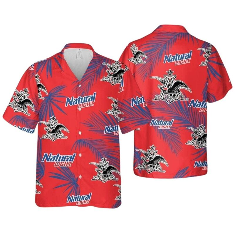 Natural light palm leaves pattern hawaiian shirt 1