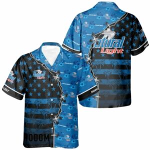 Natural Light Tropical Split Flag American Hawaiian Shirt