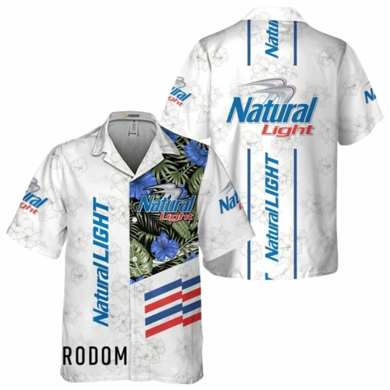 Natural light white tropical flower hawaiian shirt 1