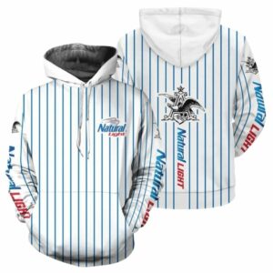 Natural Light White Vertical Striped All Over Print Hoodie