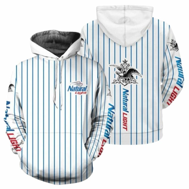 Natural light white vertical striped 3d hoodie 1