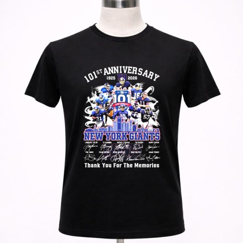 New York Giants 101st Anniversary 1925 2026 Players Signatures Thank You For The Memories 1 T Shirt.jpg