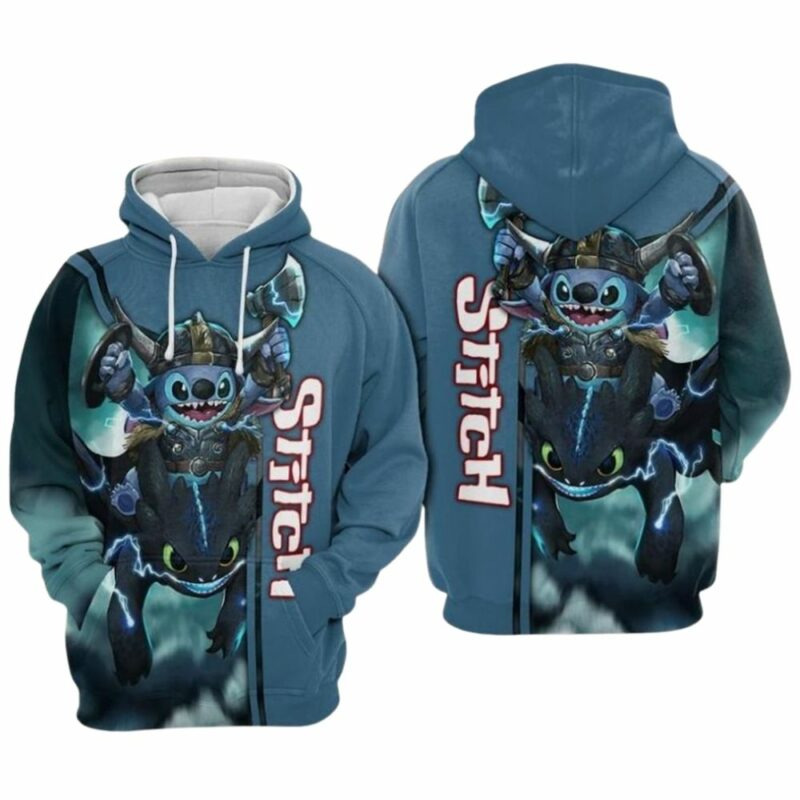 Nightfury and stitch 3d hoodie 1