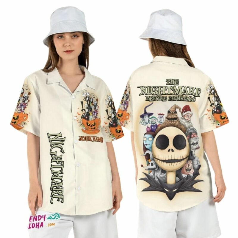 Nightmare before christmas pumpkin teacup halloween hawaiian shirt 1