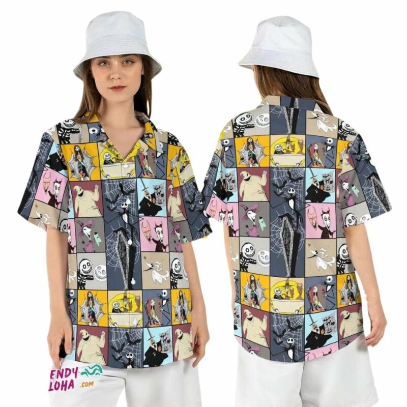 Nightmare before xmas jack sally oogie boogie halloween hawaiian shirt 1