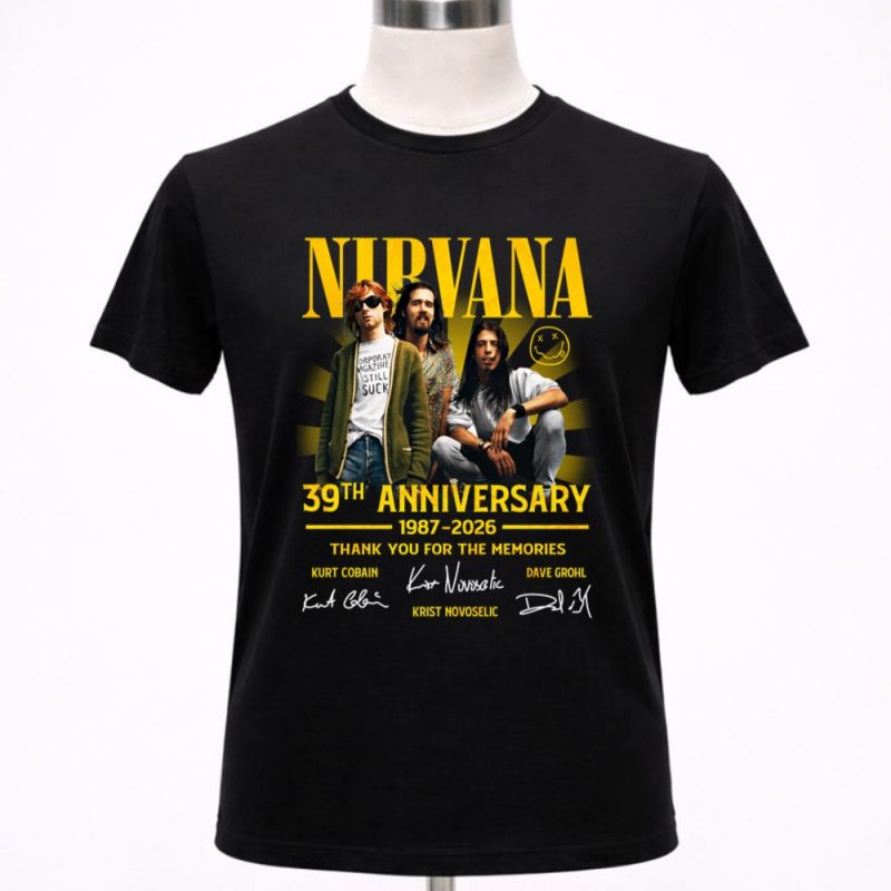 Nirvana 39th Anniversary 1987 2026 thank you for the memories signature 1 T Shirt 6