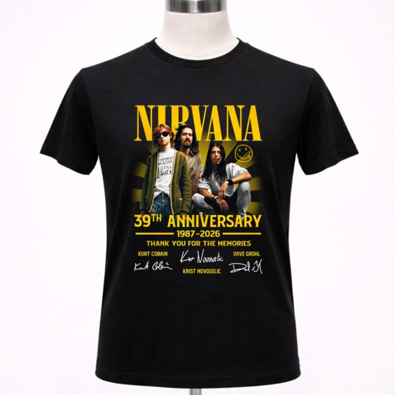 Nirvana 39th Anniversary 1987 2026 thank you for the memories signature 1 T Shirt 7