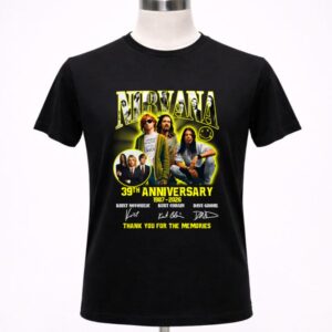 Nirvana Kurt Cobain 39th Anniversary 1987-2026 Signatures Thank You For The Memories Shirt