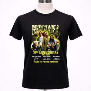 Nirvana Kurt Cobain 39th Anniversary 1987-2026 Signatures Thank You For The Memories Shirt