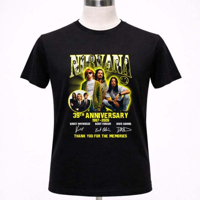 Nirvana Kurt Cobain 39th Anniversary 1987 2026 Signatures Thank You For The Memories 1 T Shirt 9