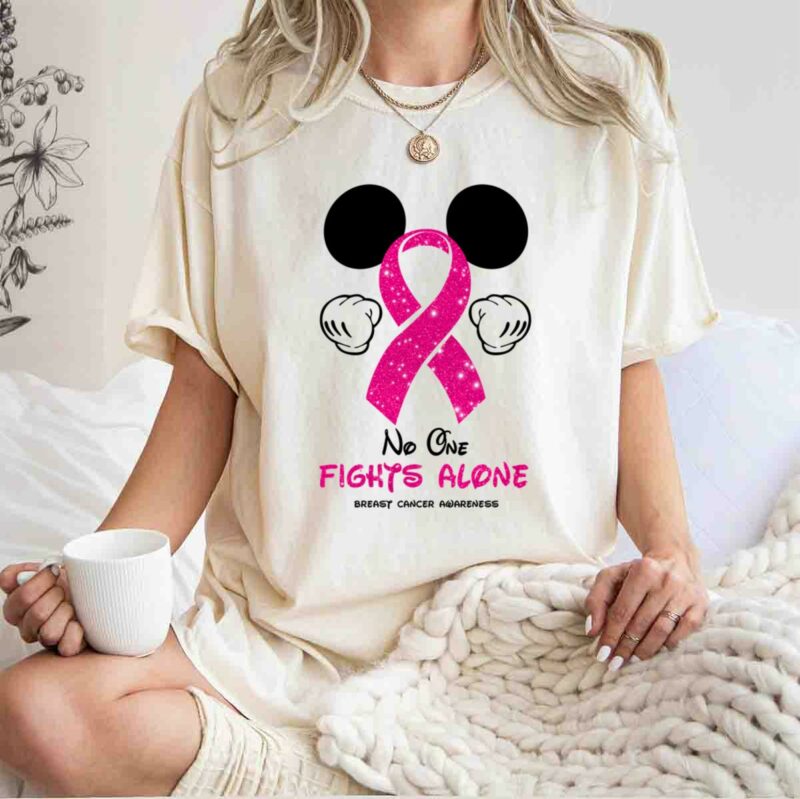 No One Fight Alone Breast Cancer Awareness Mickey 0 T Shirt