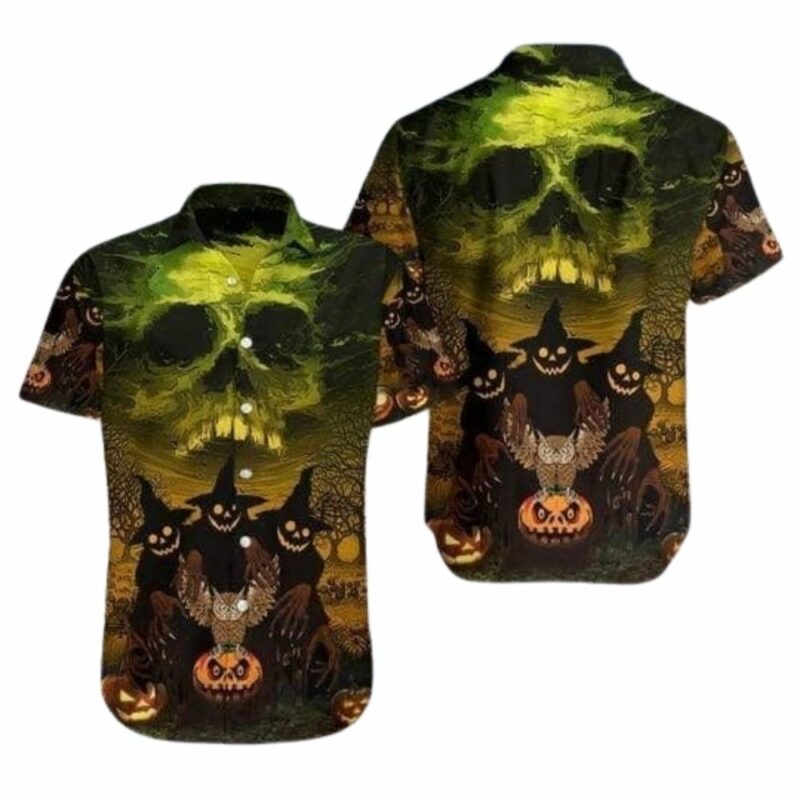 Owl meets pumpkin in this halloween hawaiian shirt 1