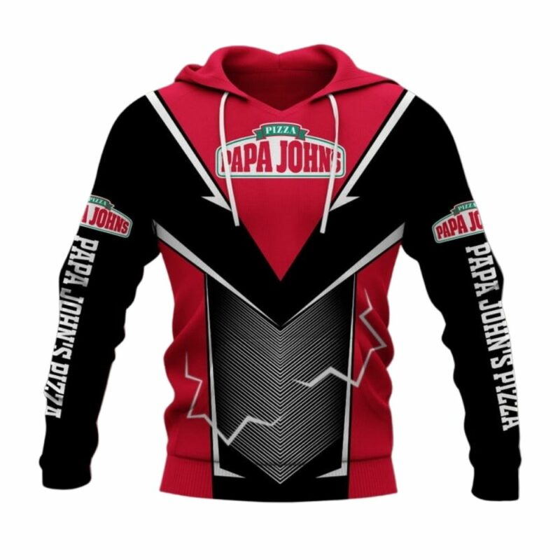 Papa Johns Pizza Logo Black And Red All Over Print Hoodie