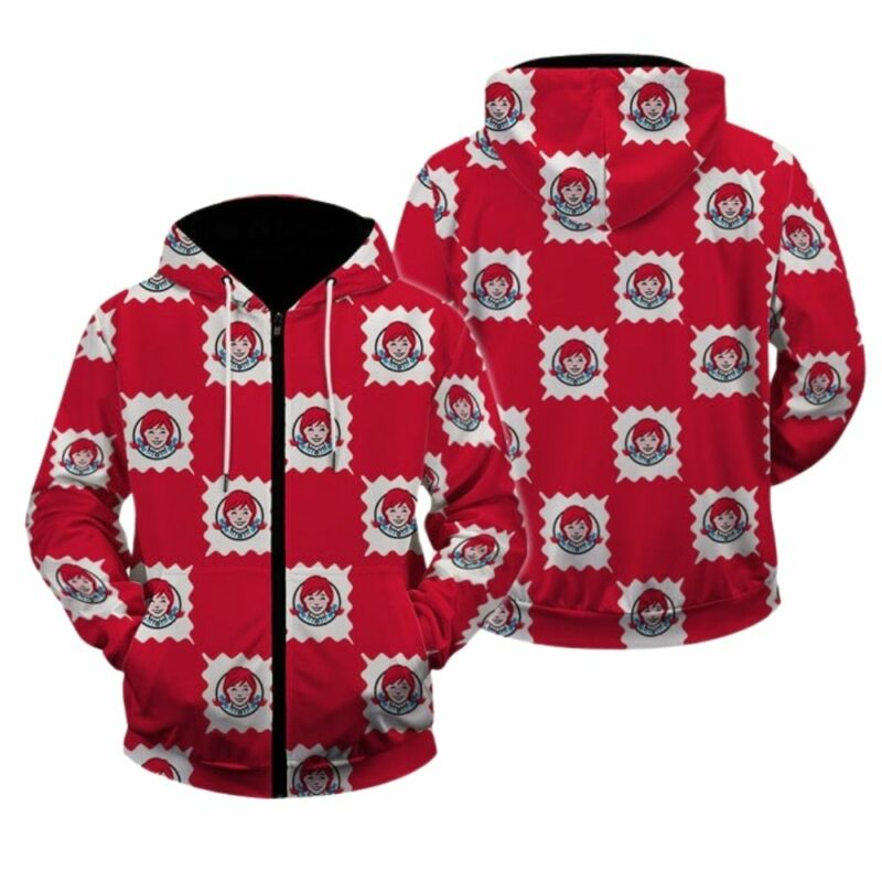 Pattern Logo Wendys All Over Print Hoodie