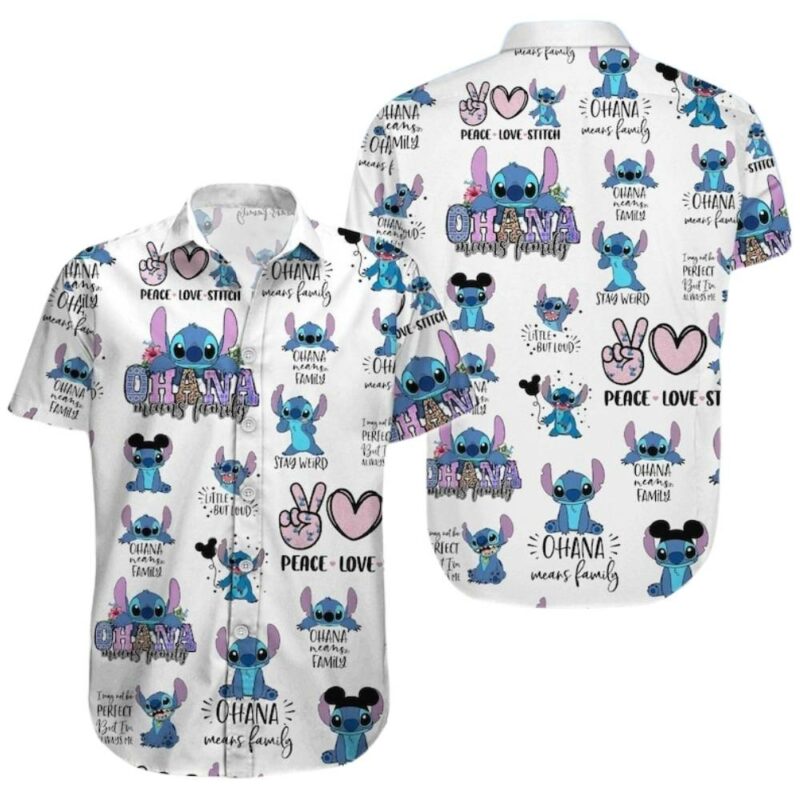 Peace love stitch ohana hawaiian shirt 1