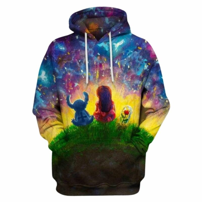 Peaceful land lilo stitch 3d hoodie 1