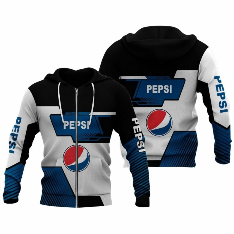 Pepsi Logo Black White And Blue All Over Print Hoodie