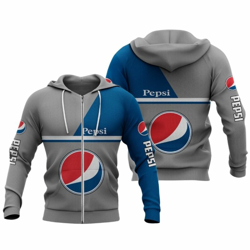 Pepsi Logo Blue And Grey All Over Print Hoodie