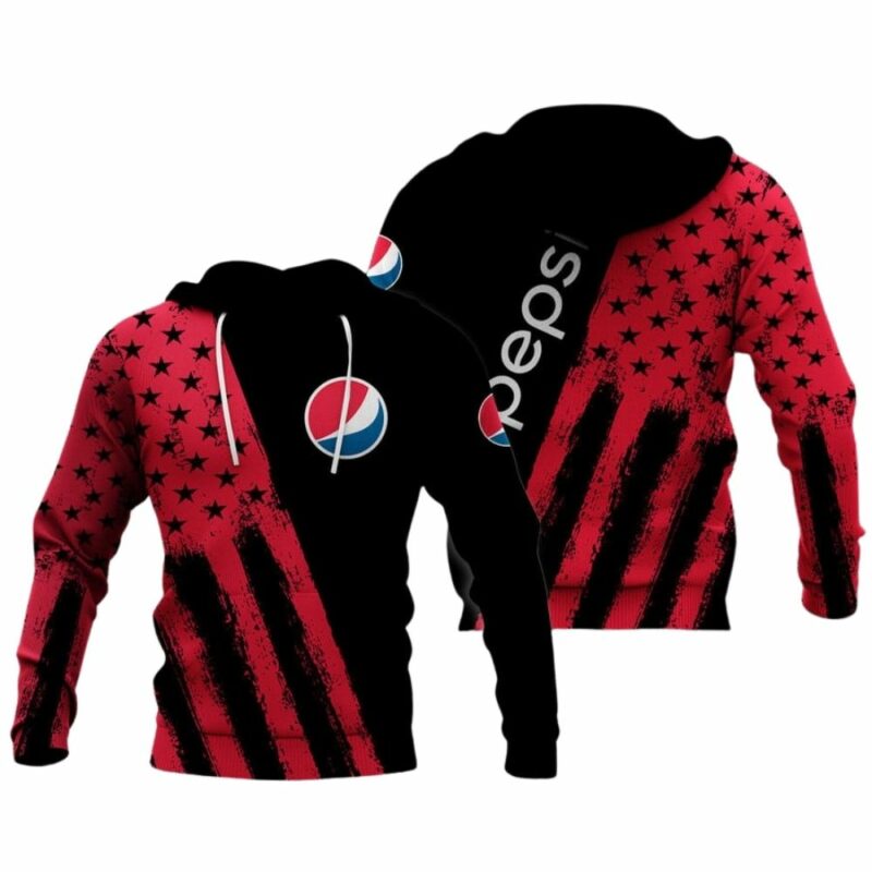Pepsi With Flag American Black And Red All Over Print Hoodie