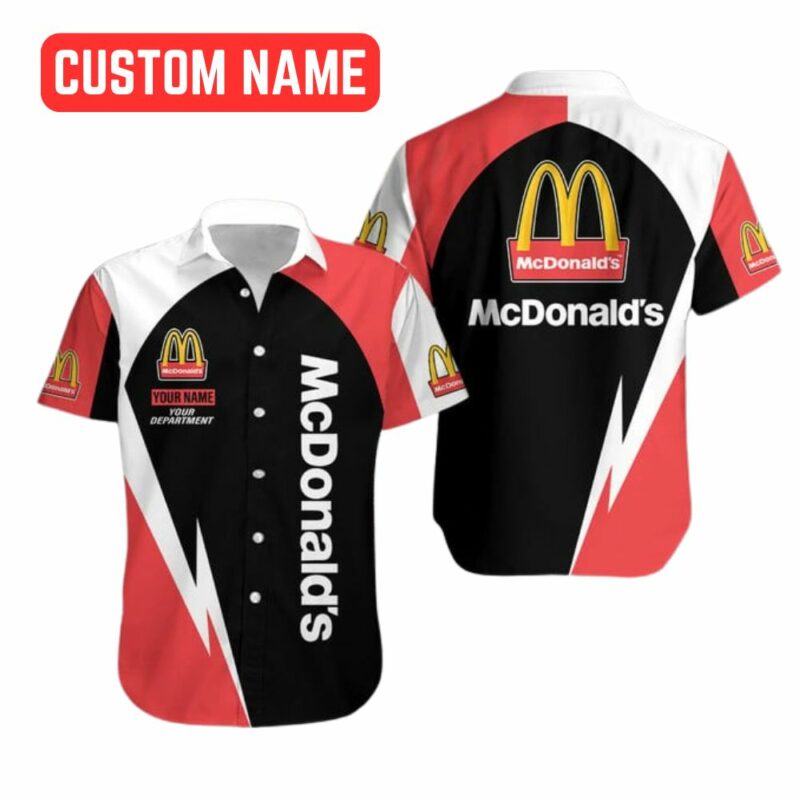 Personalized And Department McDonalds Funny White Black And Red Hawaiian Shirt