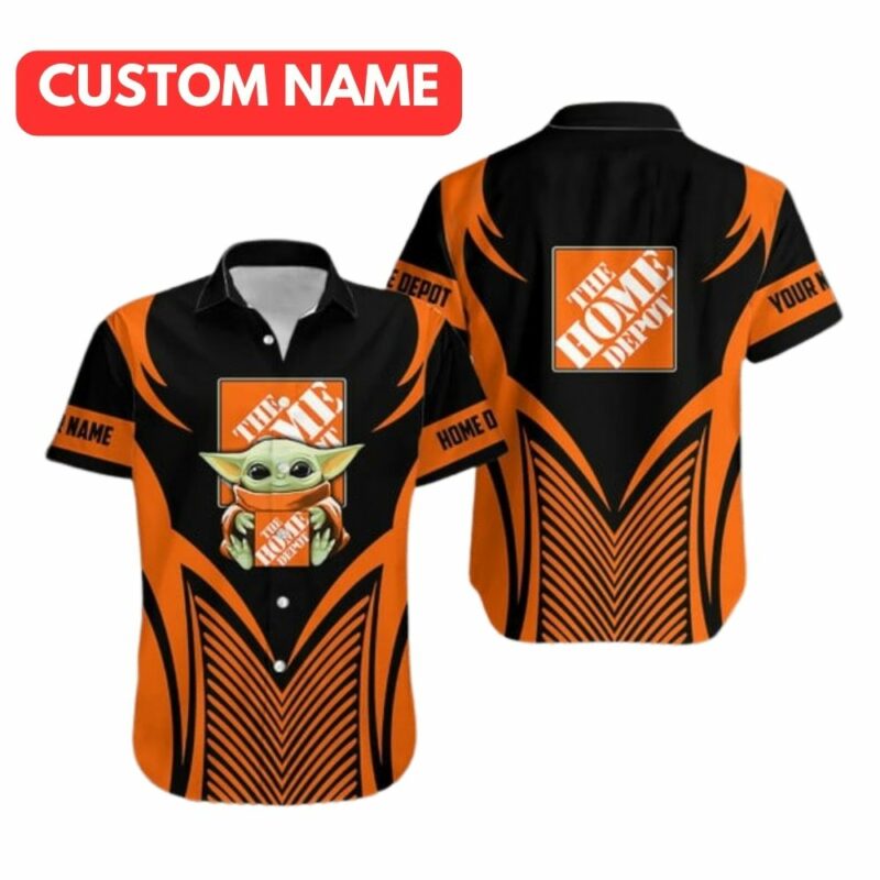 Personalized Baby Yoda Hold Logo Funny The Home Depot Hawaiian Shirt