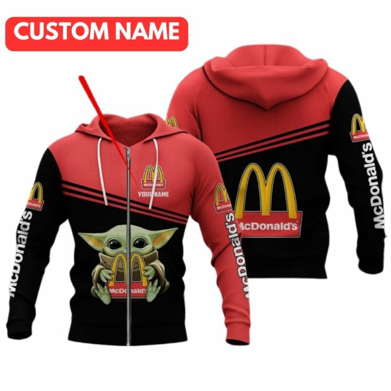 Personalized Baby Yoda Hold Logo McDonalds All Over Print Hoodie