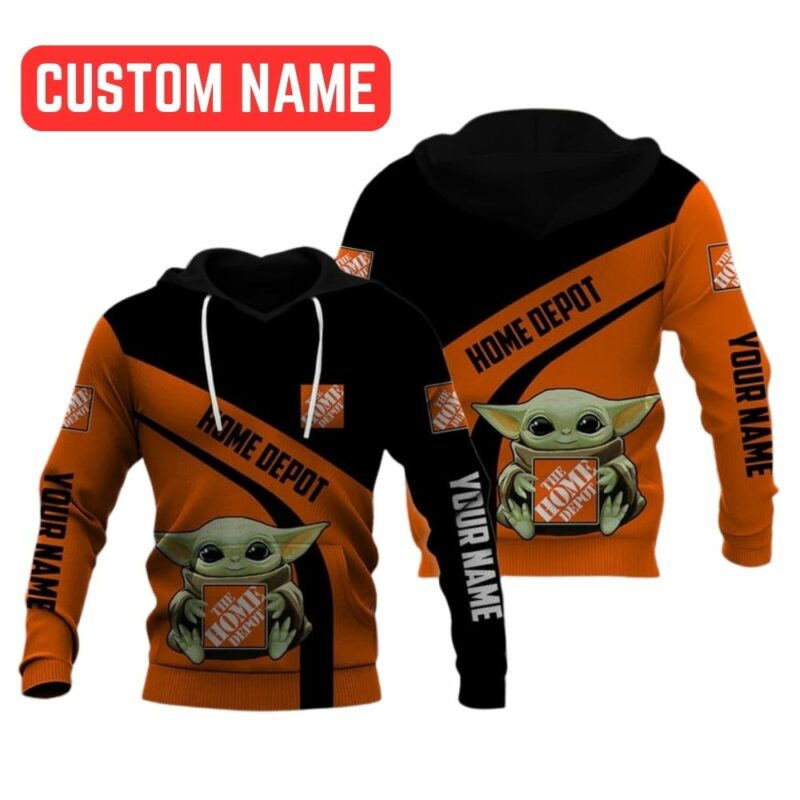 Personalized Baby Yoda Hold Logo The Home Depot All Over Print Hoodie