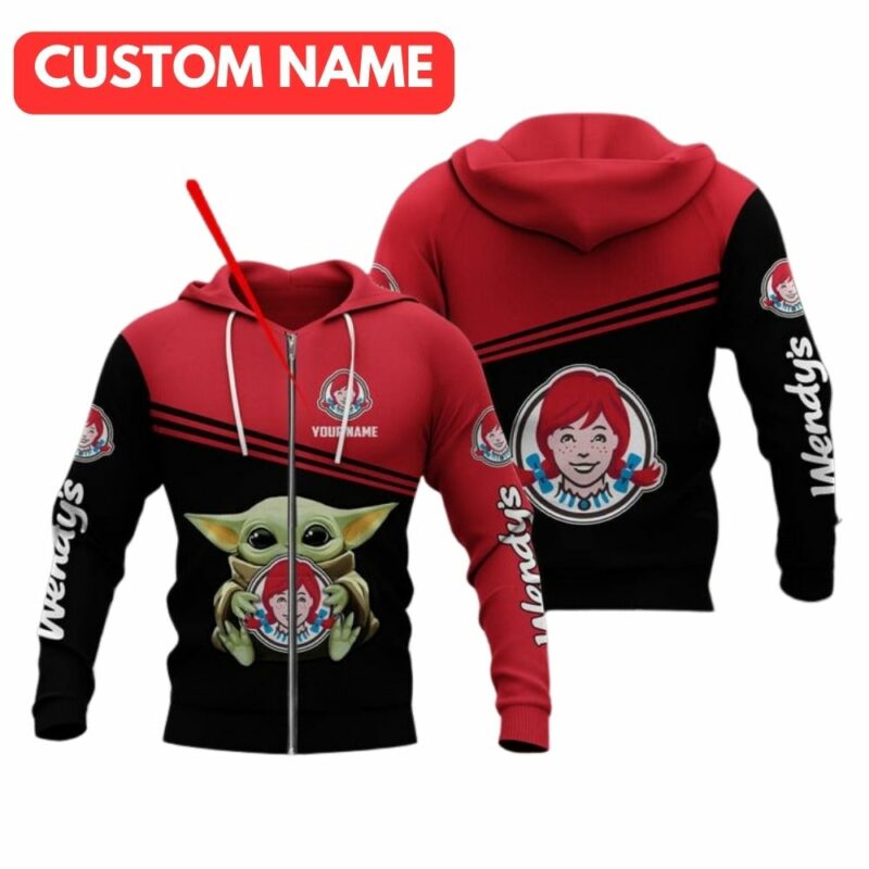 Personalized Baby Yoda Hold Logo Wendys All Over Print Hoodie