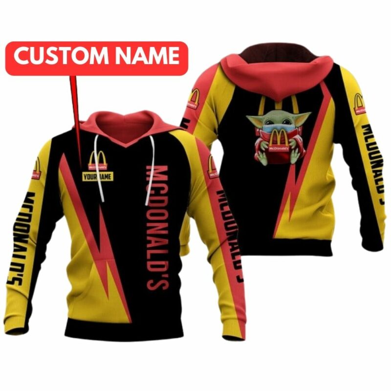 Personalized Baby Yoda Hug Logo McDonalds All Over Print Hoodie
