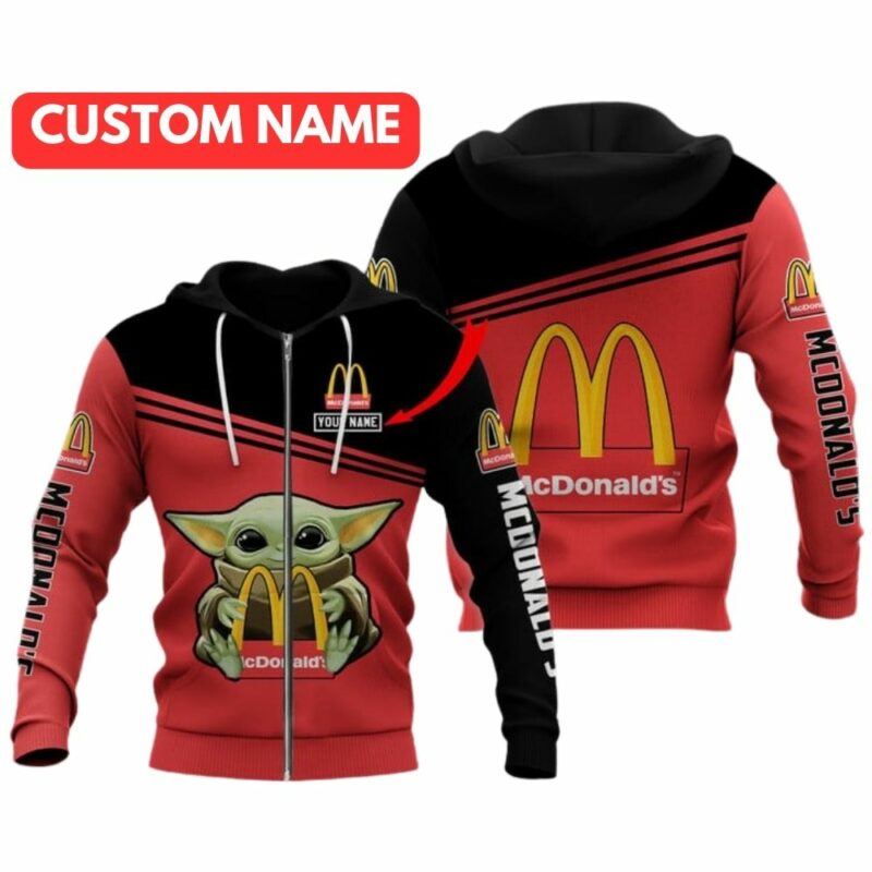 Personalized Baby Yoda Hug Logo McDonalds In My Heart All Over Print Hoodie