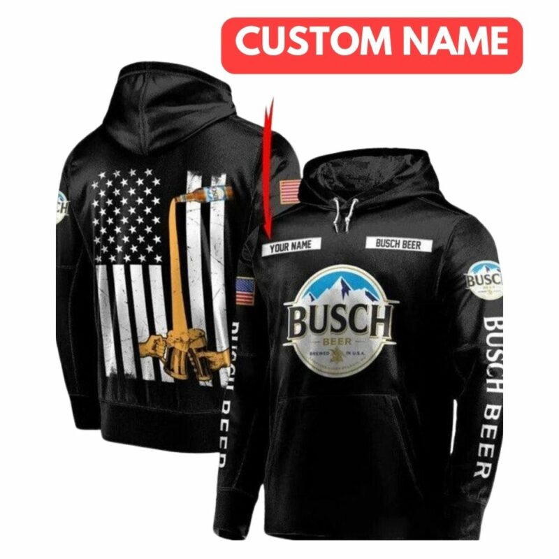 Personalized Black Busch Beer All Over Print Hoodie