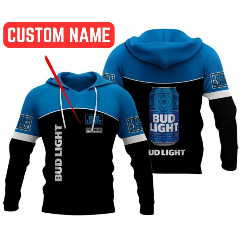 Personalized Bud Light Logo In My Heart Black And Blue All Over Print Hoodie