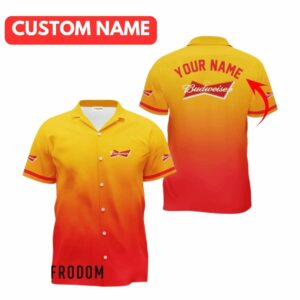 Personalized Budweiser Beer Gradient Hawaiian Shirt