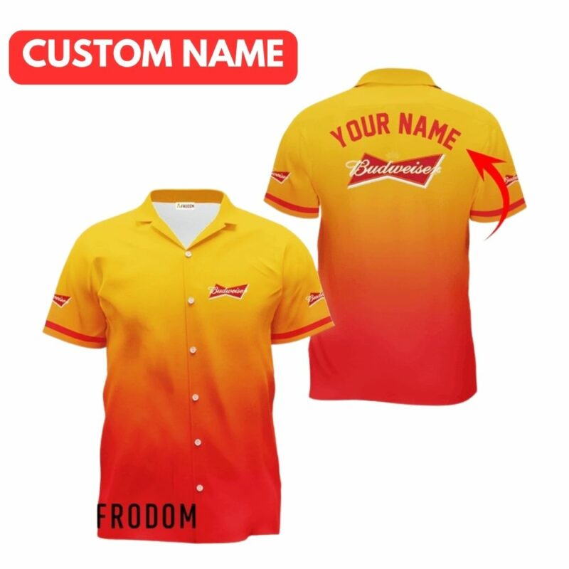 Personalized Budweiser Beer Gradient Hawaiian Shirt