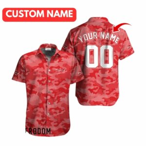 Personalized Budweiser Red Camouflage Hawaiian Shirt